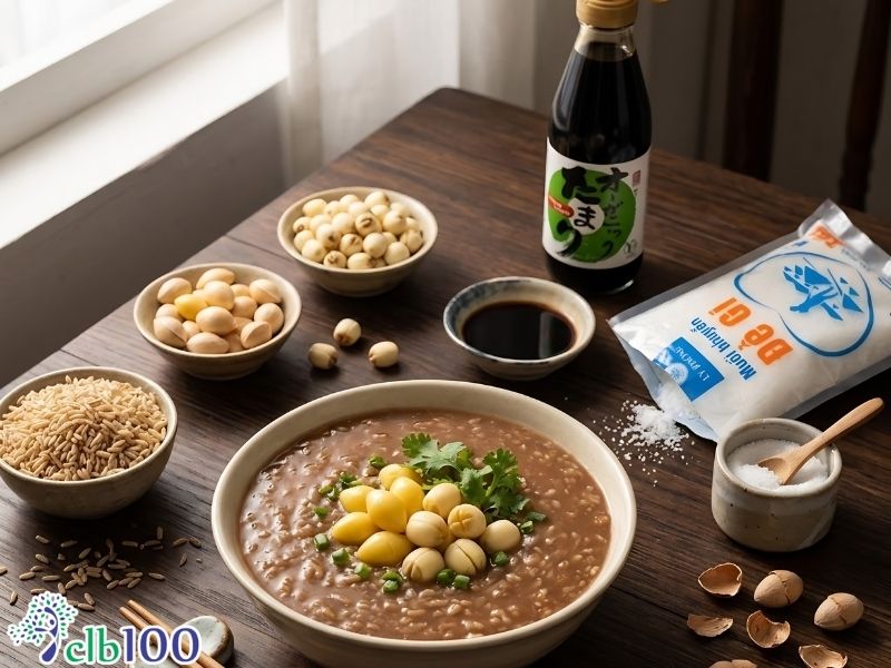 Món cháo gạo lứt bạch quả hạt sen