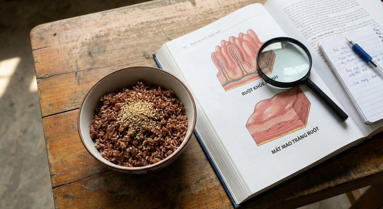 Mất mao tràng ruột vì cuồng cơm gạo lứt muối mè