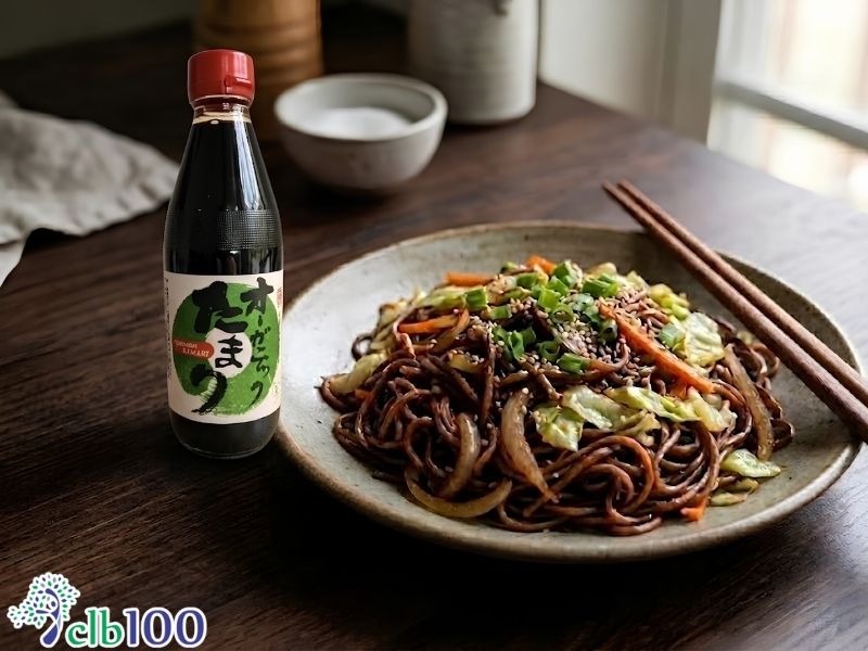 Mì gạo lứt xào rau củ cùng nước tương Tamari Marumata