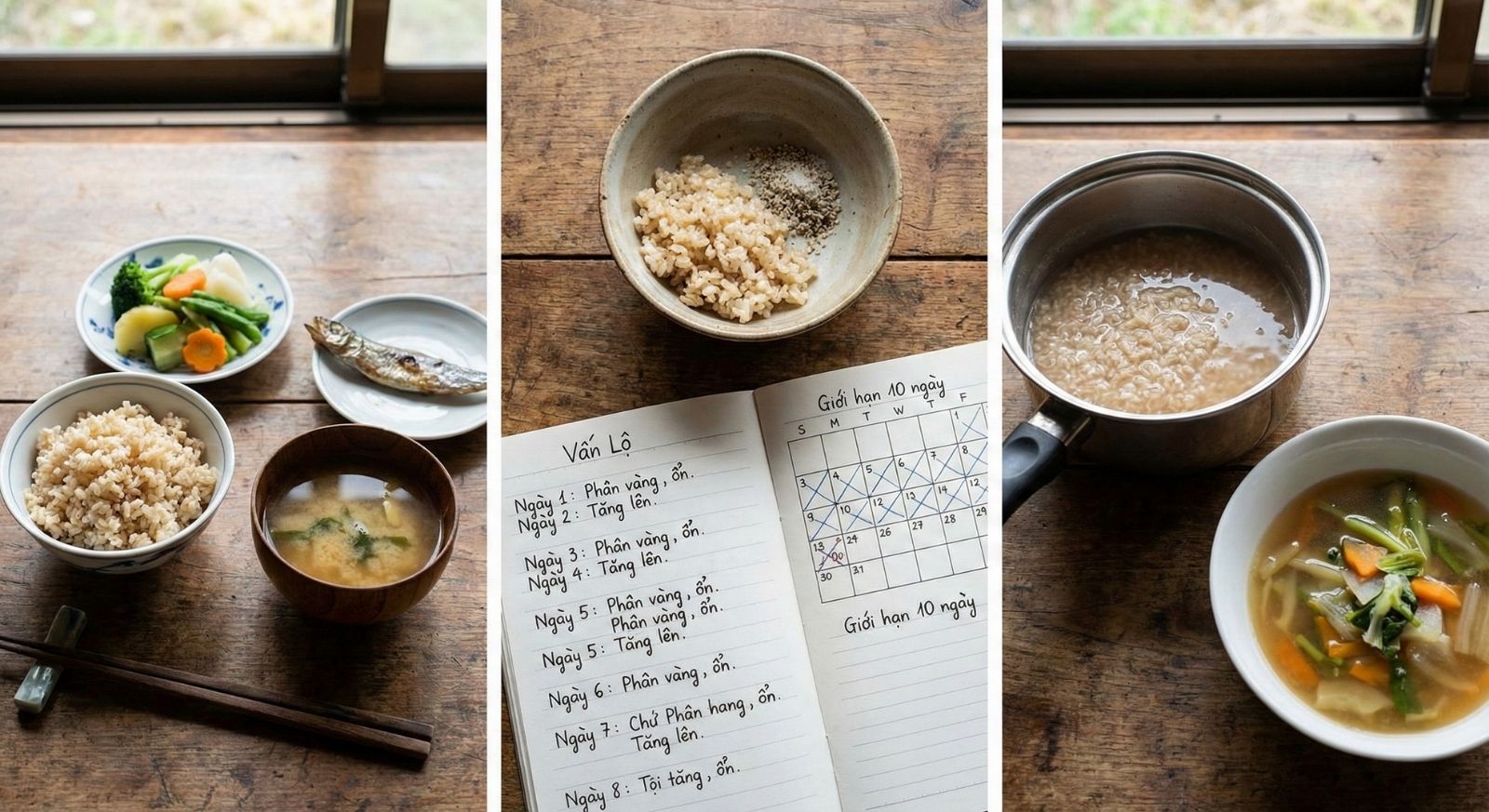 Nguyên tắc vấn lộ và giới hạn thời gian khi ăn cơm gạo lứt muối mè