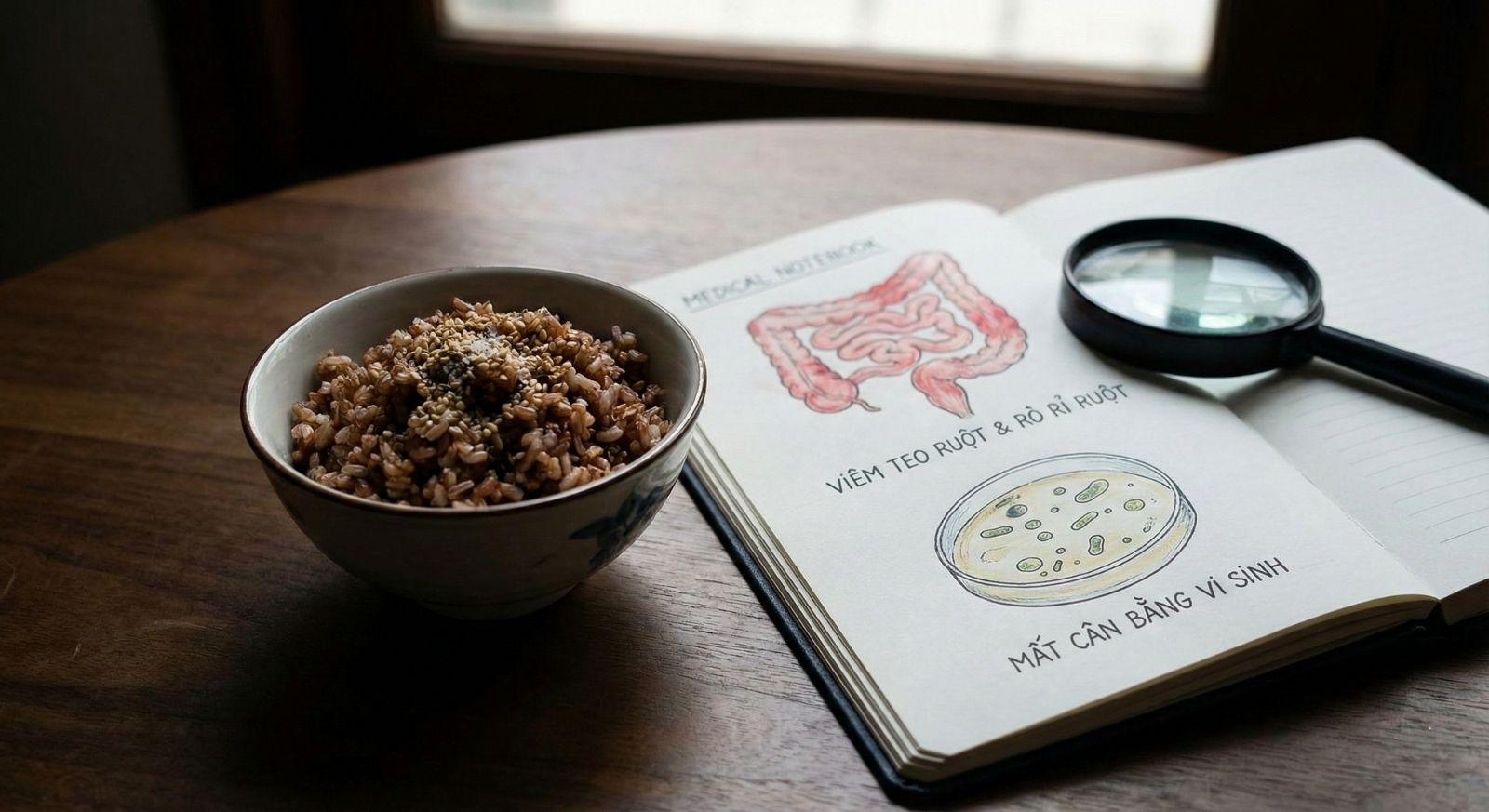 Viêm teo ruột và mất cân bằng vi sinh do cuồng gạo lứt muối mè