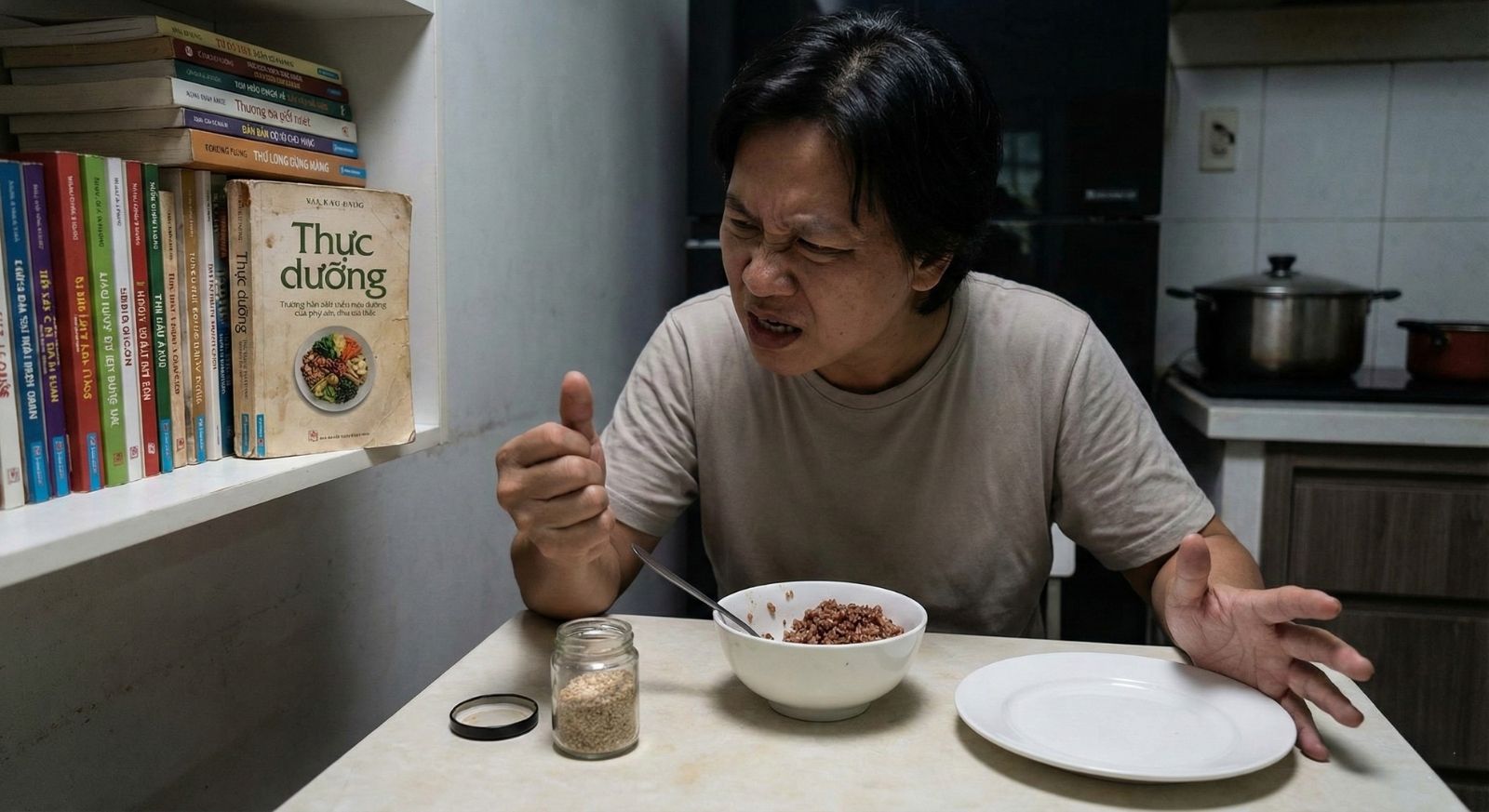 Cuồng cơm gạo lứt muối mè quá mức có thể khiển ta dễ nổi nóng