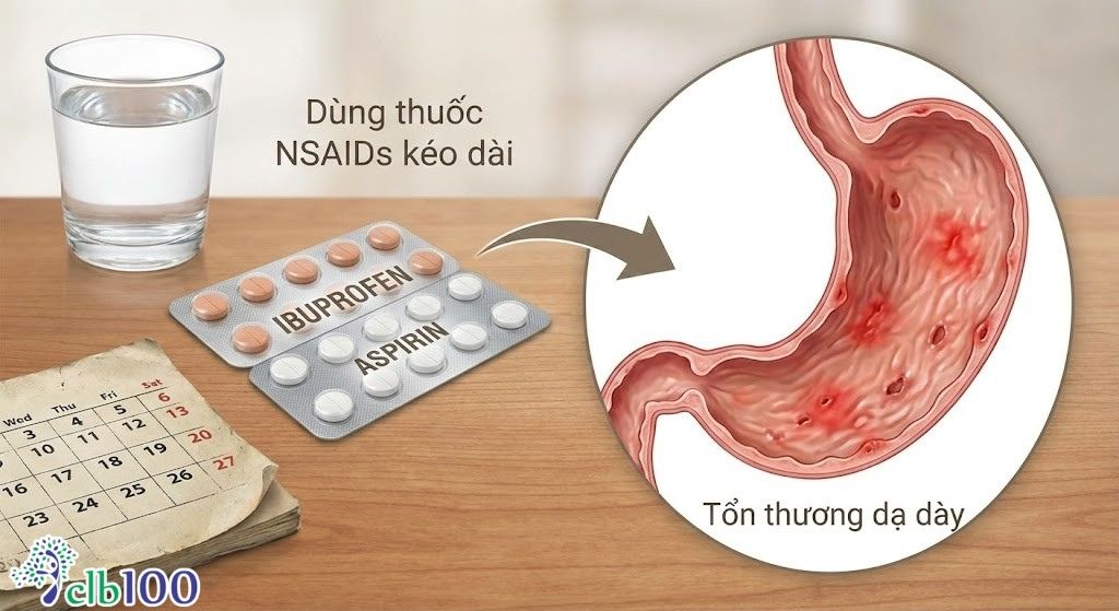 Dùng thuốc NSAIDs kéo dài gây đau bao tử