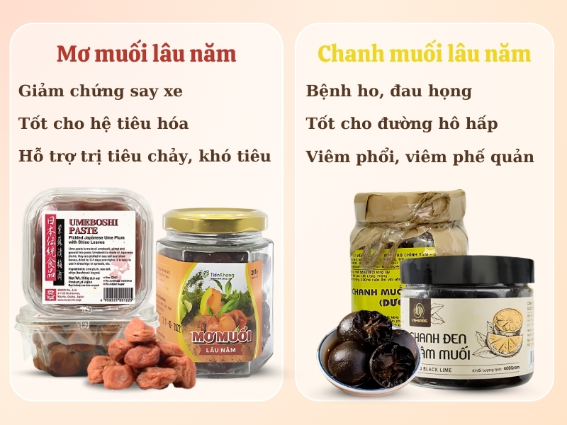 Nên dùng mơ muối hay chanh muối lâu năm tốt hơn?