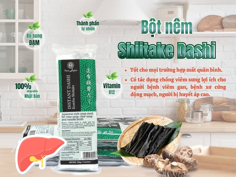 Bột nêm Shiitake Kombu hỗ trợ chống viêm sưng ở gan