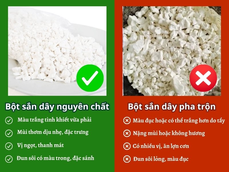 Cách nhận biết bột sắn dây nguyên chất thật giả